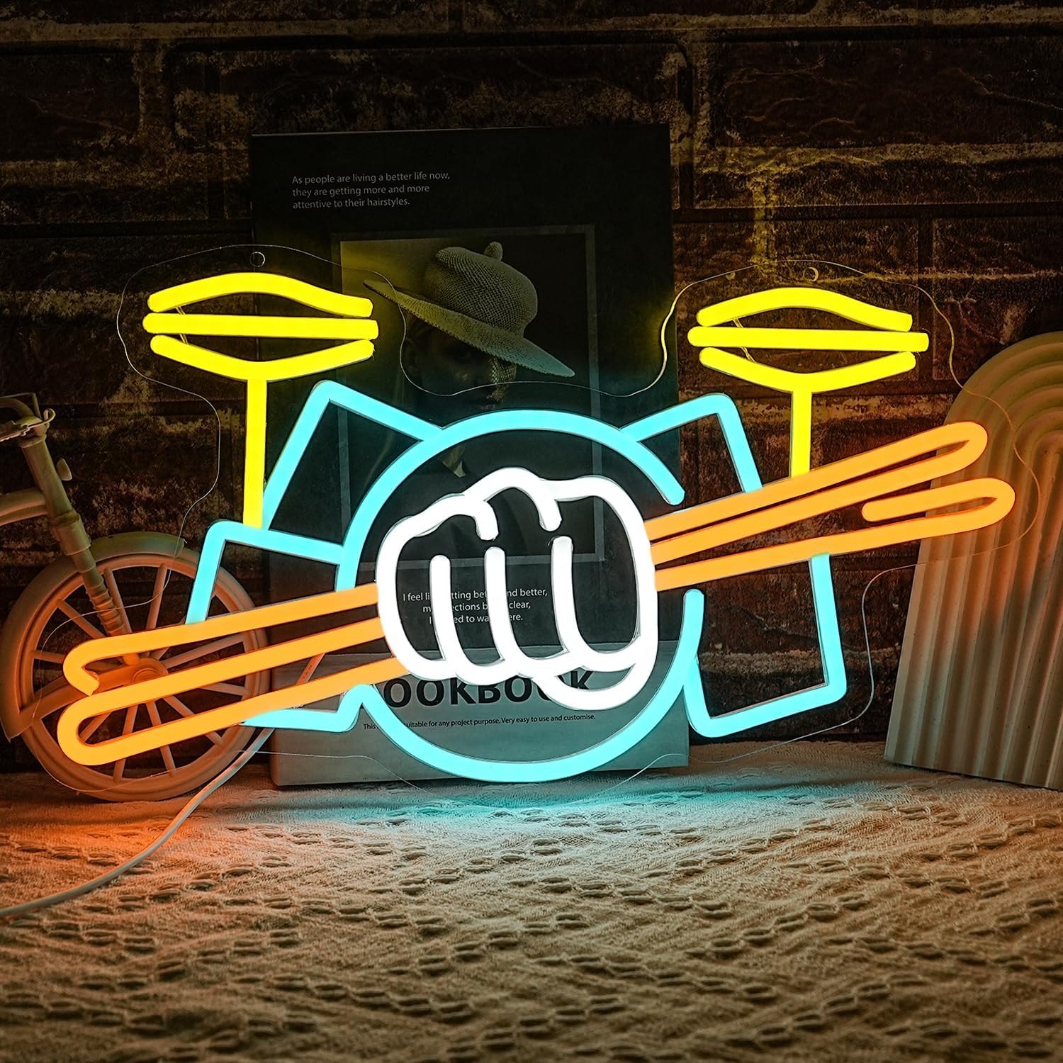 Led Lighting Wall Decor - ドラムセットネオンサインUSB電源式楽器LEDネオンライト、音楽スタジオの壁飾り、ミュージカルショーの壁装飾用