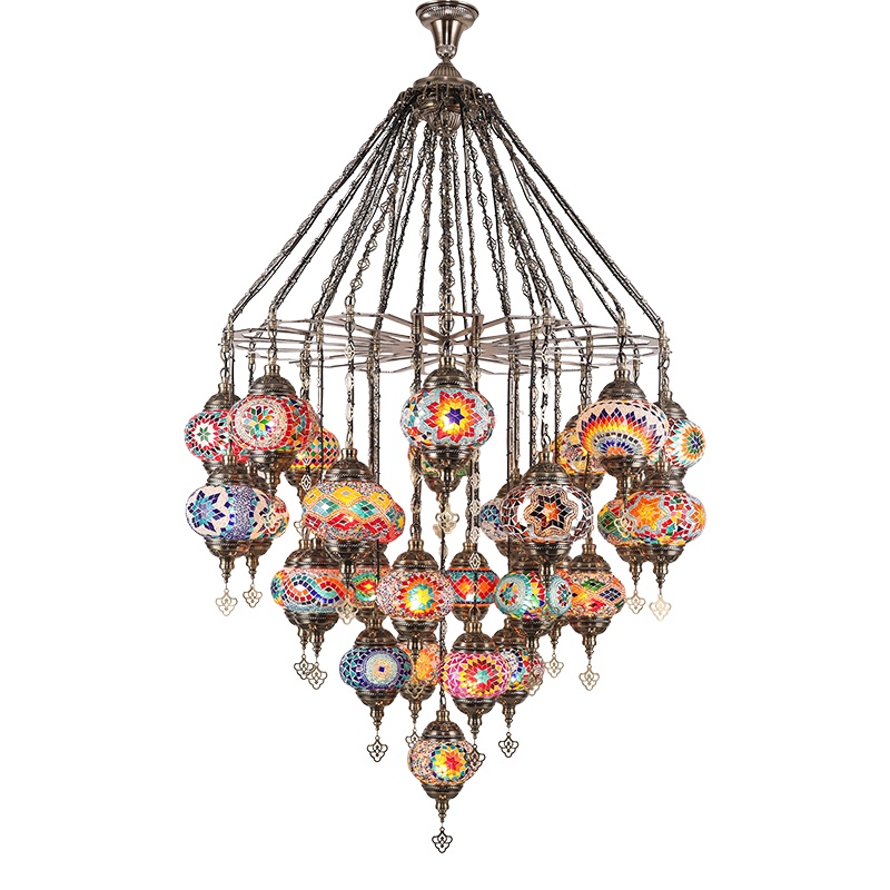 Restaurant Lighting Decoration - 2025年新作 29灯 1m幅 トルコ装飾ペンダントライト レストラン、カフェ、ホテル、B&B、バー、スパ向け
