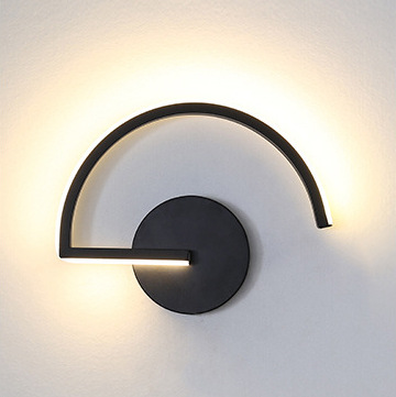 Decor Lighting & Decor Fires - モダンな北欧LEDウォールランプ、ミニマリストブラック幾何学模様の壁掛け照明、寝室ベッドサイド、リビングルームの装飾、クリエイティブなホームライト