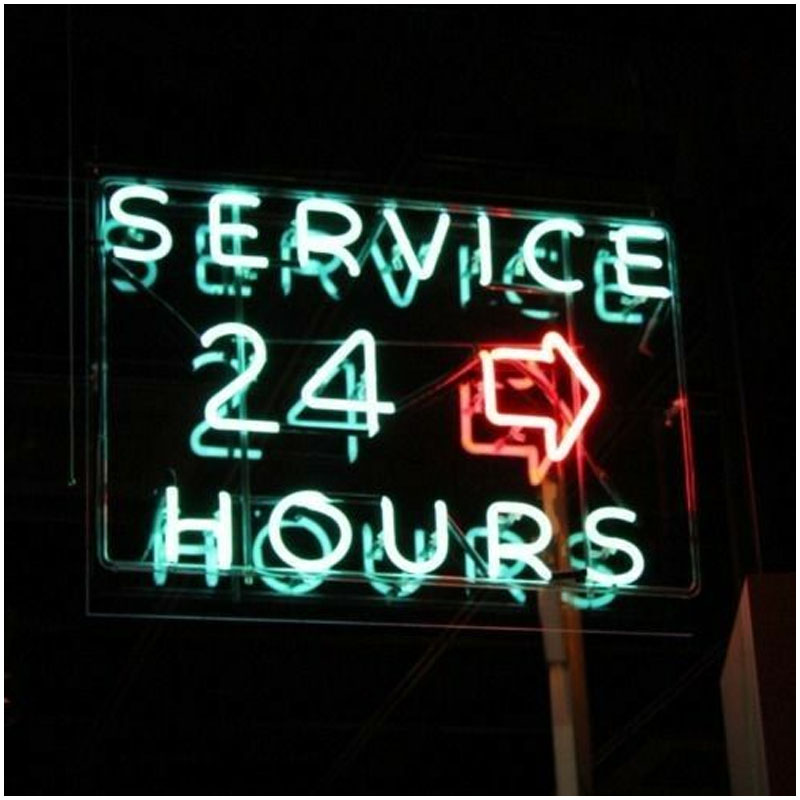 Decor Lighting Hours - 24時間サービス ガラスネオンサイン 壁飾り用 矢印ネオンライト ショップ ルームデコレーション