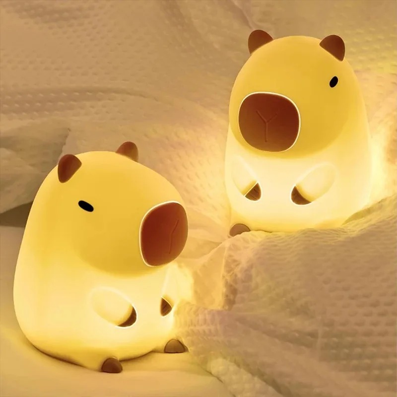 Decor Lighting Sales - かわいいペットのカピバラナイトライト、漫画風シリコン製クリエイティブなベッドサイドスリープナイトランプ、部屋の装飾、誕生日プレゼント、クリアランスセール