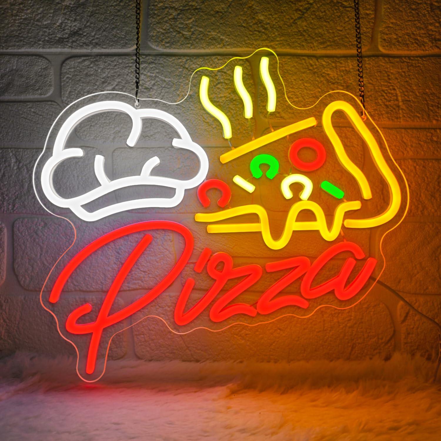 Restaurant Lighting Decoration - ピザネオンサイン カラフルなピザLEDライト ピザショップ、ファーストフード、キッチン、レストランの壁飾り、ビジネス用LEDサイン