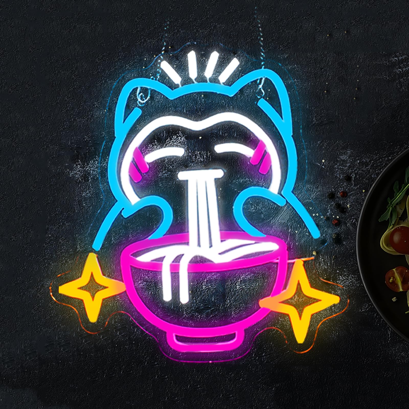 LEDラーメンネオンライト - かわいいクマ麺ネオンサイン、 - Japanese Lighting Decor のレビューと価格