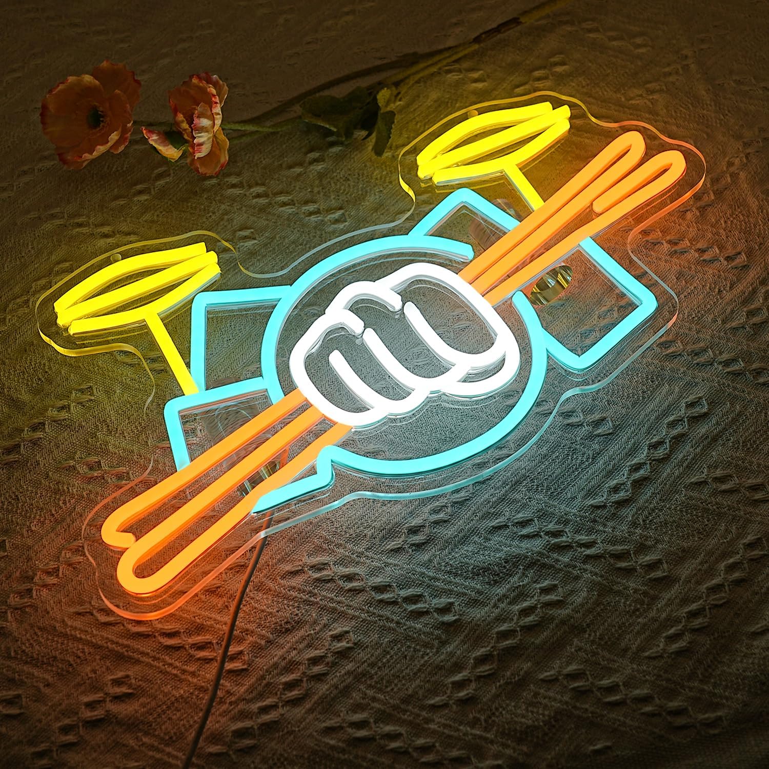 ドラムセットネオンサインUSB電源式楽器LEDネオンライト、 - Led Lighting Wall Decor のレビューと価格