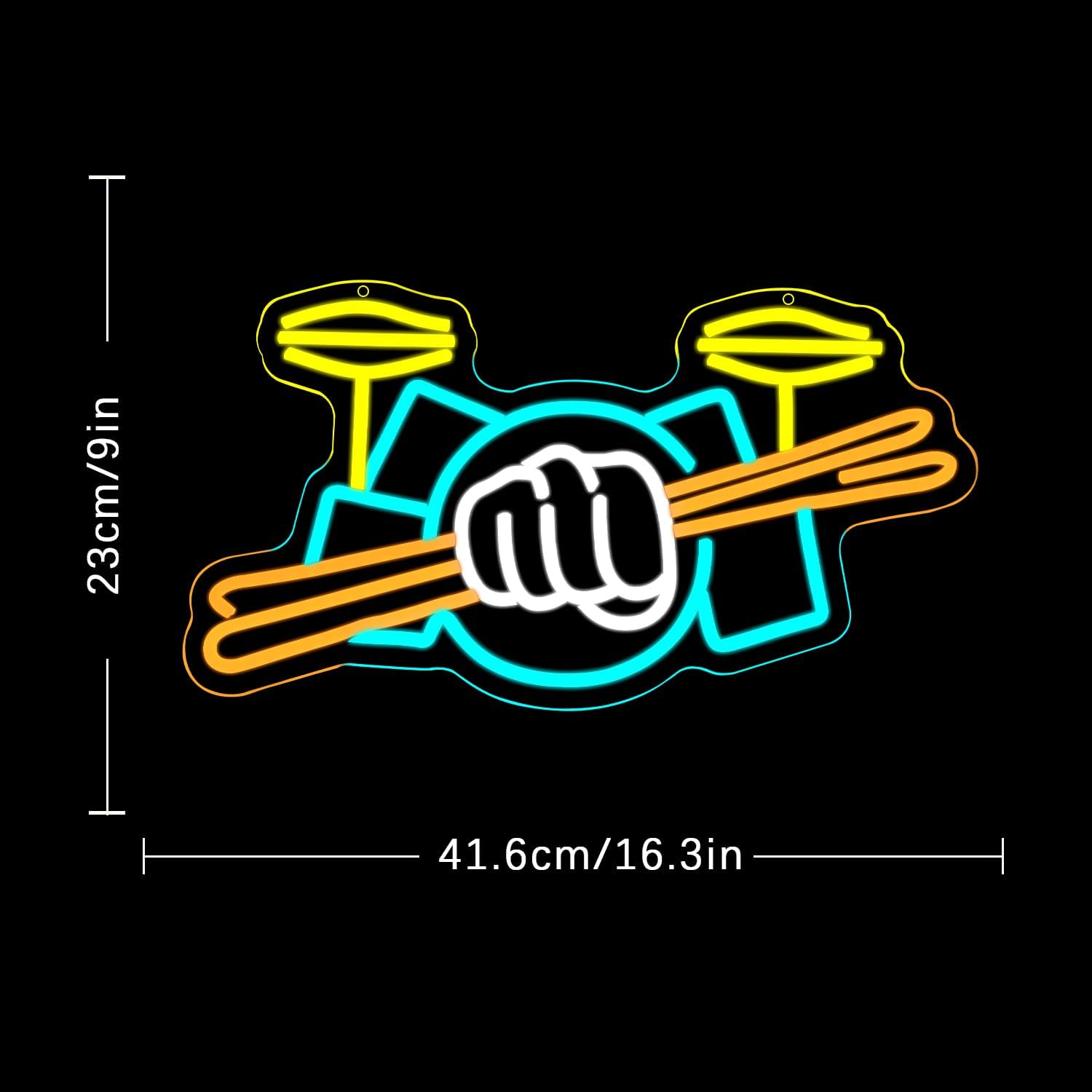 ドラムセットネオンサインUSB電源式楽器LEDネオンライト、 - Led Lighting Wall Decor のレビューと価格