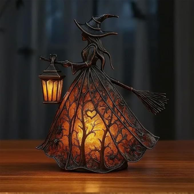 魔女の樹脂製卓上ナイトライト、USB電源式、ハロウィン装飾、 - Decor Lighting & Decor Fires のレビューと価格