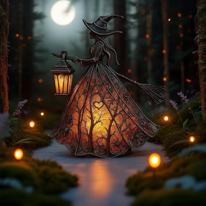 魔女の樹脂製卓上ナイトライト、USB電源式、ハロウィン装飾、 - Decor Lighting & Decor Fires のレビューと価格