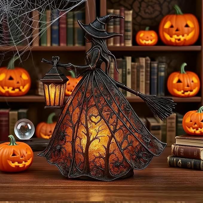 魔女の樹脂製卓上ナイトライト、USB電源式、ハロウィン装飾、 - Decor Lighting & Decor Fires のレビューと価格