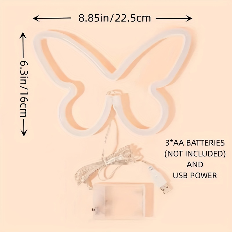 LED バタフライ ネオンライト、USB またはバッテリー駆 - Foyer Lighting Wall Decor のレビューと価格