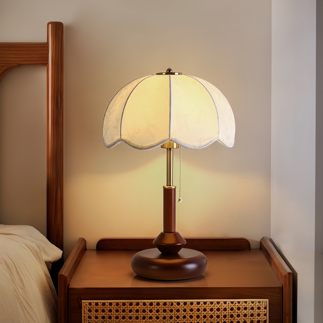 ヴィンテージスカラップドームテーブルランプ寝室ナイトスタンド - Lighting Decor For Room のレビューと価格