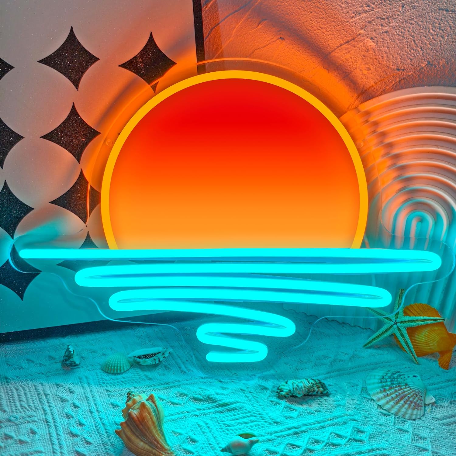 日の出日没ネオンサイン USB 電源 LED ネオンライト  - Lighting Decor Sunrise のレビューと価格