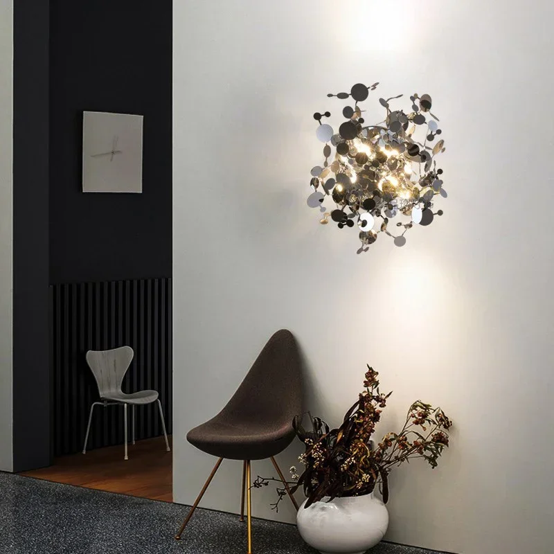 モダンな北欧ミニマリストリーフステンレス鋼 LED ウォール - Foyer Lighting Wall Decor のレビューと価格