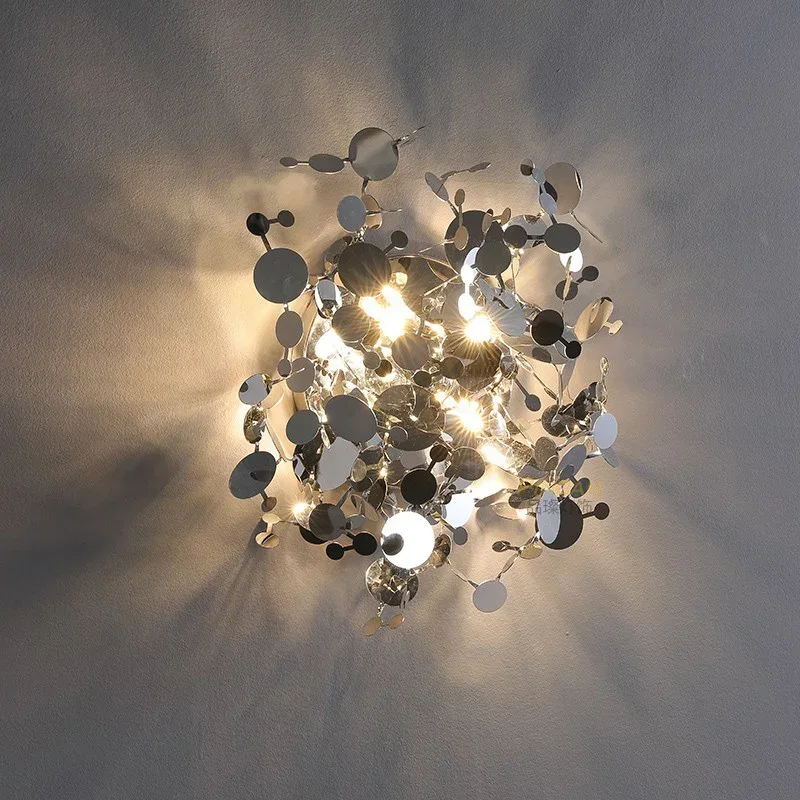 モダンな北欧ミニマリストリーフステンレス鋼 LED ウォール - Foyer Lighting Wall Decor のレビューと価格