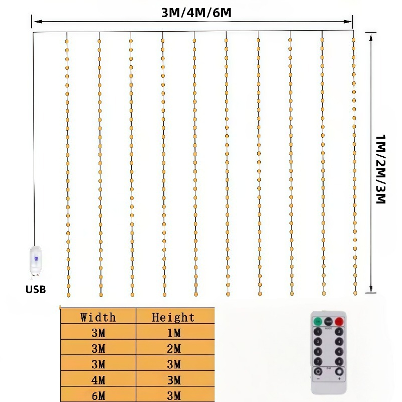 3/4/6m カーテンLEDストリングライトガーランド US - Fairy Light Curtain のレビューと価格