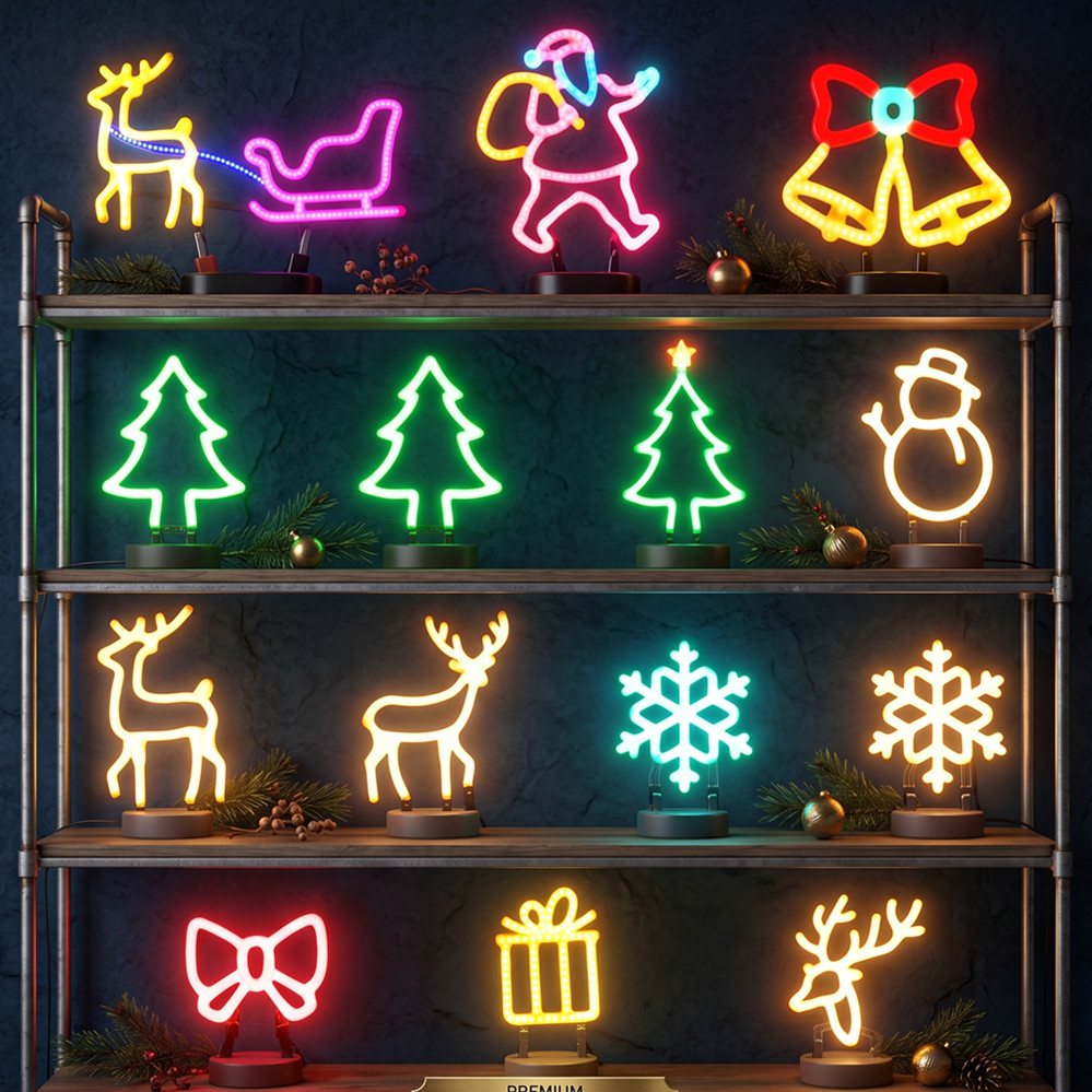 クリスマスデコレーション LEDネオンサインライト 鹿の頭  - Led Lighting Wall Decor のレビューと価格
