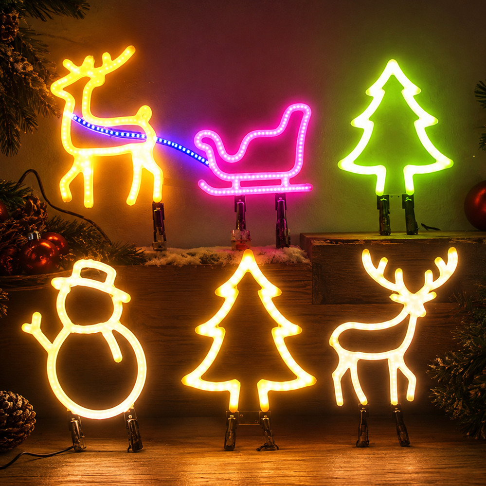 クリスマスデコレーション LEDネオンサインライト 鹿の頭  - Led Lighting Wall Decor のレビューと価格