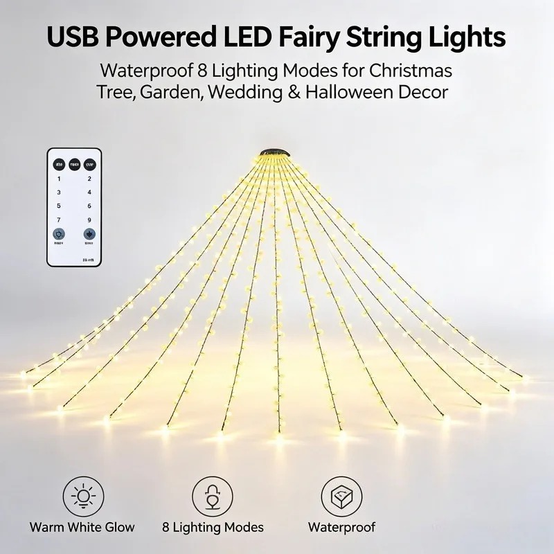 防水USB LEDストリングライト、クリスマスツリー、結婚式 - Wedding Lighting And Decor のレビューと価格