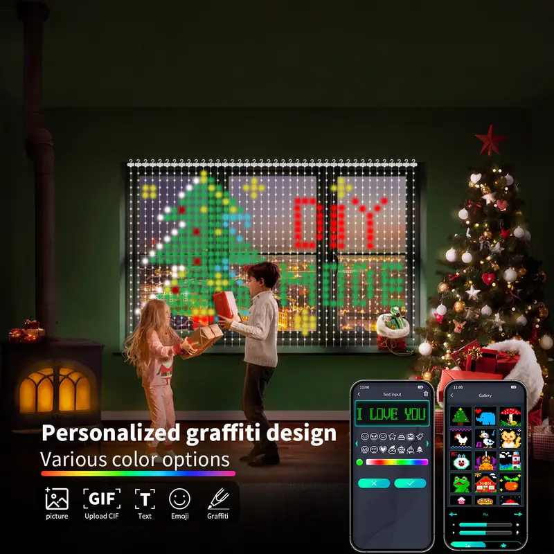 スマートRGBピクセルカーテンライト Bluetoothアプ - Fairy Light Curtain のレビューと価格