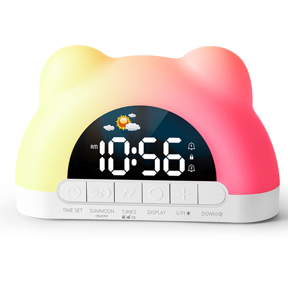 サンライズデジタル目覚まし時計、カラフルなムードライト付き、 - Lighting Decor Sunrise のレビューと価格