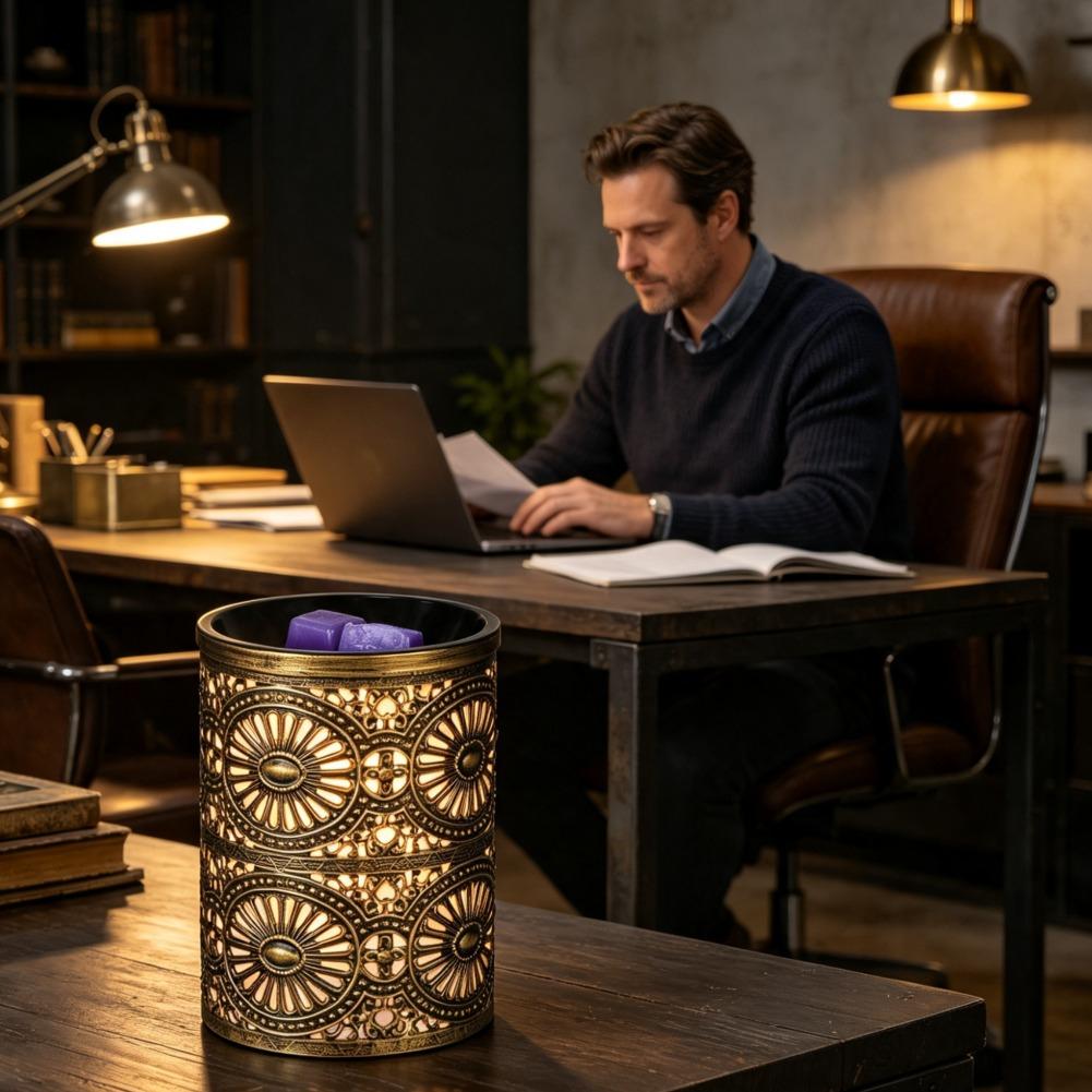 新しい香りのナイトライト、金色の幾何学模様の鉄製キャンドルス - Decor Lighting & Decor Fires のレビューと価格