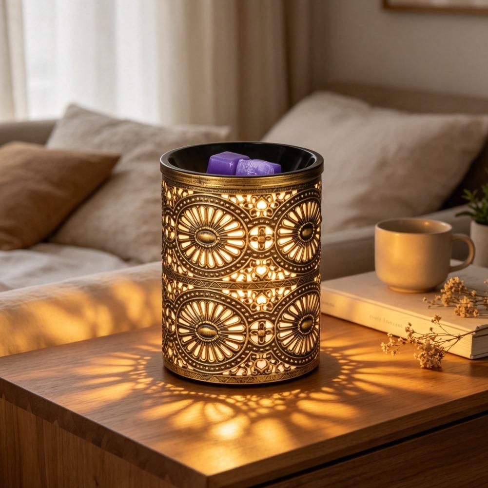 新しい香りのナイトライト、金色の幾何学模様の鉄製キャンドルス - Decor Lighting & Decor Fires のレビューと価格