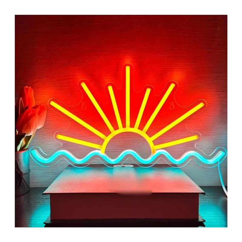日の出日没ネオンサインビーチ海波ライトリビングルーム、パーテ - Lighting Decor Sunrise のレビューと価格