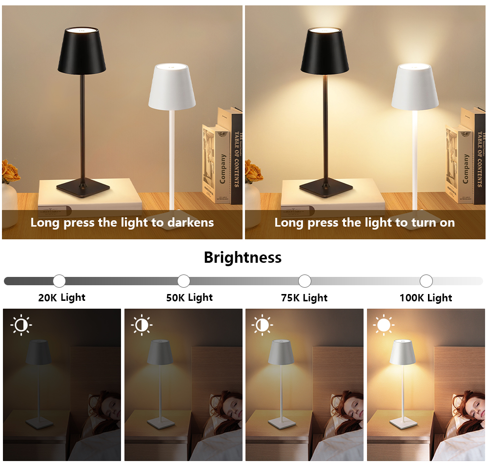 LED充電式デスクライトワイヤレステーブルランプ無段階調光タ - Lighting Decor For Room のレビューと価格